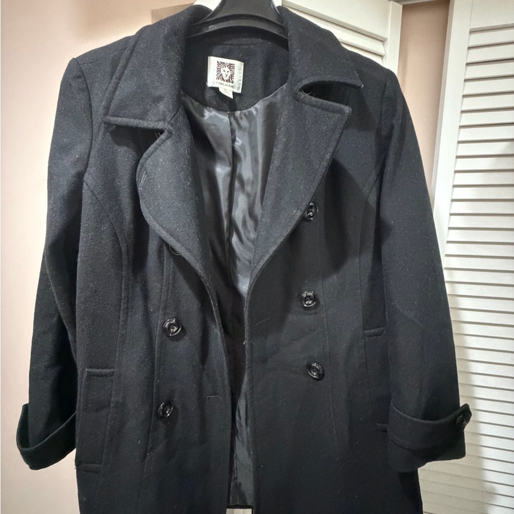 Anne Klein Classic Black Pea Coat